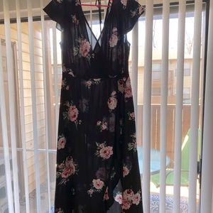 Floral high low with ruffle sleeves